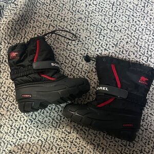 Sorel Black and Red Snow Boots